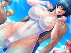 ahe_gao beach breasts edit erect_nipples igawa_asagi kagami large_breasts lilith-soft looking_pleasured multiple_boys one-piece_swimsuit pubic_hair public see-through see-through_swimsuit swimsuit taimanin_asagi taimanin_asagi_battle_arena vibrator vibrator_bulge vibrator_under_clothes