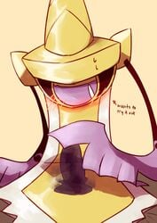 1boy aegislash blush erection heart hi_res looking_away male male_only mintypresh nintendo on_model one_eye orange_background penis pokémon_(species) pokemon pokemon_xy shield solo spoken_heart sweat sword text video_games what