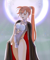 1futa balls balls_in_panties cape cock_ring cute_fang full_moon futanari futanari_vampire hourglass_figure intersex lipstick moon orange_hair original penis penis_in_panties ponytail solo_futa testicles tied_hair vampire yozora