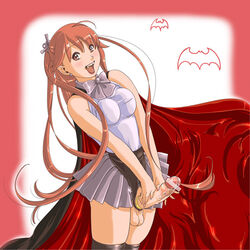 1futa bat cape censored cock_ring cute_fang fangs futa_only futanari futanari_vampire intersex long_hair original penis penis_under_skirt pointless_censoring red_hair ribbon skirt solo solo_futa vampire very_long_hair yozora