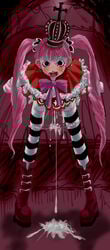 after_sex artist_request boots clothing cum cumdrip female female_only long_image one_piece perona pink_hair standing straight_hair striped striped_legwear striped_thighhighs tall_image tears thighhighs tied_hair twintails
