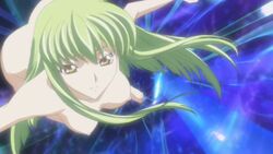 ass breasts c.c. cap code_geass female green_eyes green_hair nipples nude screen_capture screencap screenshot