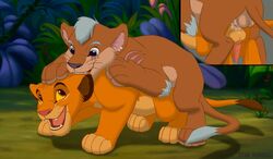 anal anal_sex cub disney duo feline feral fur lion male male_only mammal multiple_males outdoors simba tagme the_giant_hamster the_lion_king yaoi young