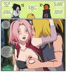 deidara female goldcoinsuperstar human naruto naruto_shippuden sakura_haruno sasuke_uchiha tobi uchiha_obito