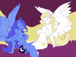 alicorn equine female friendship_is_magic fydbac my_little_pony princess_celestia_(mlp) princess_luna_(mlp) smooth_skin