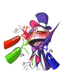 :o black_text blue_cum blue_puyo blush blushing bow bowtie cape clothing cum devicho glasses green_cum green_puyo japanese_text male male_only oshare_bones pink_eyes puyo_(puyopuyo) puyo_puyo puyo_puyo_fever red_cum red_puyo sega skeleton tagme tailcoat text tongue top_hat what yellow_eyes