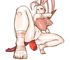 1girls :3 ahoge anal anal_insertion barefoot bottomless breasts censored crop_top dildo double_dildo double_penetration female female_only huge_ahoge huge_breasts human ibuki_(street_fighter) kunai long_hair pointless_censoring ponytail solo spread_legs squatting street_fighter street_fighter_iii tate_(mzn005) tc tied_hair vaginal_insertion vaginal_penetration very_long_hair weapon