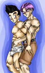 black_hair black_hair_bottom domination dragon_ball dragon_ball_gt gay jhemos light_hair_on_dark_hair male male_only purple_hair purple_hair_on_black_hair purple_hair_top son_goten tagme trunks_briefs yaoi