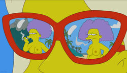 breasts color day female female_only human mole multiple_females multiple_girls nipples nude outdoors patty_bouvier reflection selma_bouvier tagme the_simpsons