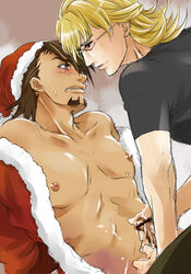 2boys bar_censor barnaby_brooks_jr. gay handjob kotetsu_t._kaburagi male male_only santa_costume tagme tiger_and_bunny wild_tiger yaoi