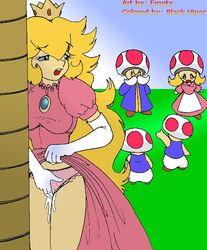 color crown day empty_(artist) female fingering human interspecies male mario_(series) masturbation nintendo outdoors princess_peach pussy_juice size_difference standing super_mario_rpg tagme toad_(mario)