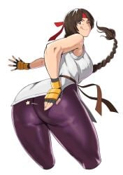 1girls :q ;q art_of_fighting ass big_ass big_breasts braid braided_ponytail breasts brown_eyes brown_hair clothed clothed_female cropped_legs dougi fat_ass female female_only fingerless_gloves from_behind gloves grabbing_ass hairband headband huge_ass huge_breasts karate_gi king_of_fighters leggings licking licking_lips light-skinned_female light_skin long_hair octavius_dp one_eye_closed pale-skinned_female pale_skin pants single_braid skin_tight skirt solo spandex spanking spanking_ass teasing thick thick_ass thighs tight_clothes tight_clothing tongue tongue_out wink winking_at_viewer yoga_pants yuri_sakazaki