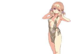 1girls bikini_armor_explorers blonde_hair cute petite rags small_breasts standing transparent_background