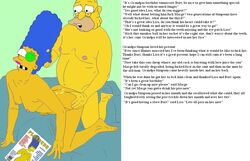 abraham_simpson blue_hair breasts color english_text female hair human male marge_simpson nipples nude piss sex straight tagme text the_simpsons watersports yellow_skin