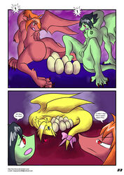 3girls amelia_wil_tesla_seyruun anthro ass breasts comic dragon egg_laying eggs english_text female female_only filia_ul_copt lina_inverse locofuria multiple_girls nude pregnant pussy scalie slayers text