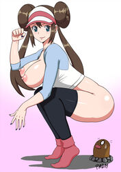 0_0 1girls ambiguous_gender ankle_socks anklehighs areolae ass big_breasts black_socks blue_eyes blue_nails blush bottomless breast breasts breasts_out brown_hair clothed diglett double_bun empty_eyes erect_nipples eyelashes female full_body furry hair_bun highres human large_breasts looking_at_viewer low_twintails nail_polish nintendo nipples no_panties padm pink_background pink_socks pointy_chin pokemon pokemon_bw2 red_socks rosa_(pokemon) shadow shirt shirt_lift shocked_eyes size_difference smile socks surprised sweat sweatdrop text thigh_socks thighhighs turn_cuff_socks twintails visor_cap wide-eyed