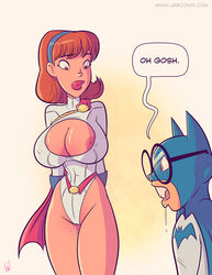 areola_slip batman_(cosplay) breasts cleavage cosplay duo female huge_breasts jab jab_comix male my_hot_ass_neighbor power_girl_(cosplay) sharona_lapel straight tagme wong-ho