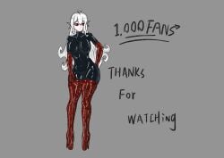 1girls arc17 ballet_boots ballet_heels black_clothing female female_only fully_clothed gloves high_heels latex latex_clothing latex_gloves pointy_ears shiny_clothes standing tight_clothing white_hair
