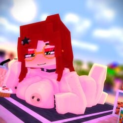 alyx_(mineporncraft) beach blocky_body female goth goth_girl gothic_girl minecraft nude nudist_beach red_hair red_pixel sexy_pose slipperyt