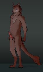 2025 4_toes 5_fingers absurd_res animal_genitalia anthro digitigrade dragon erection feet fingers fur furred_dragon furred_scalie genital_slit genitals gradient_background hi_res looking_at_viewer male mythological_creature mythological_scalie mythology notched_ear nude penis pupils purple_eyes red_body red_fur scalie simple_background slit_pupils smile smirk solo strana_(artist) tapering_penis toes whiskers wingless_dragon