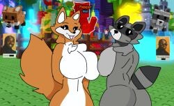 flat_colors grow_a_garden raccoon_(grow_a_garden) red_fox_(grow_a_garden) roblox roblox_game