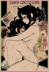 1boy 1girls 2d alternate_version_available andrew_graves ashley_graves bite_mark bite_marks black_hair breasts brother_and_sister choker closed_eyes couple embrace embracing english_text face_in_breasts female female_on_top hug hugging implied_penetration incest jellobom male nude passionate pink_eyes ponytail pubic_hair pussy romantic scratch_marks scratches sex siblings sitting_on_lap sitting_on_person the_coffin_of_andy_and_leyley vaginal_penetration vaginal_sex