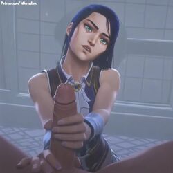 1boy 1boy1girl 1girls ai_assisted ai_generated animated arcane arcane_caitlyn blue_eyes blue_hair caitlyn caitlyn_(league_of_legends) caitlyn_kiramman cum cumshot handjob league_of_legends milking_cum milking_handjob moaning on_knees orgasm_face patreon patreon_username pov pov_eye_contact pov_handjob pov_male riot_games sound_effects story_at_source stroking_penis tagme teal_eyes video whatajinx