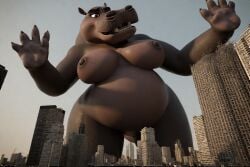 ai_generated bbw dreamworks giantess gloria_the_hippopotamus hippopotamus macro madagascar_(series) perchance_ai