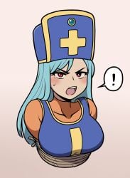 blue_hair bondage dragon_quest dragon_quest_iii female jam-orbital large_breasts priest_(dq3) red_eyes tagme