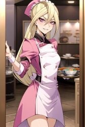 ai_generated anime blonde_hair gloria_tyler kitchen purple_eyes small_breasts yu-gi-oh!_arc-v