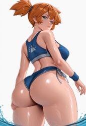 ai_generated ass ass_focus asymmetrical_hair back bangs bare_arms bare_shoulders bikini bikini_bottom blue_bikini blue_bra blue_eyes blue_sports_bra blue_swimsuit blue_underwear blush bodily_fluids bra breasts closed_mouth clothing crop_top curvaceous denim denim_shorts eyelashes female female female_only from_behind green_eyes hair_tie huge_ass huge_breasts kasumi_(pokemon) kasumi_(pokemon) large_ass large_breasts legs looking_at_viewer looking_back navel orange_hair partially_submerged pokemon ponytail shiny_skin shirt short_hair short_shorts shorts side-tie_bikini side-tie_bikini_bottom side-tie_clothing side-tie_swimsuit side_ponytail sideboob skindentation smile solo sports_bra sportswear standing sweat swimsuit tank_top thick_ass thick_thighs thighs tied_hair underwear water wet wide_hips