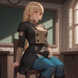 blonde_hair dragonk8 fire_emblem fire_emblem:_three_houses futa_only futanari green_eyes ingrid_brandl_galatea intersex solo