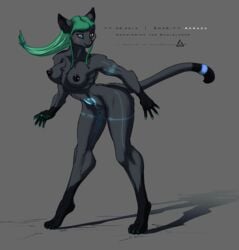 akraza alien anthro cyber delta.dynamics digital feline female fur furry grey_background high_resolution nipples nude plain_background power_symbol shadow