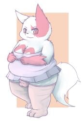 1boy bulge crossdressing male male_only pokemon pokemon_(species) red_eyes red_markings skirt solo stockings white_fur zangoose zangusuu