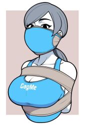 bondage breasts dark_hair female female_focus female_only gag gagged jam-orbital large_breasts mask ponytail tagme white_skin wii_fit_trainer