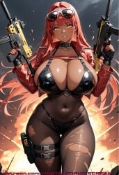 ai_generated big_breasts goddess_of_victory:_nikke gun guns hentai_porno_scream tan_body tan_skin volume_(nikke)