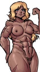 1female 1girls abs beauty_mark beauty_mark_under_mouth big_ass blonde_female blonde_hair blue_eyes breasts breasts_out dark_nipples dark_skin exposed_pussy female female_only flexing flexing_bicep hairy_pussy long_hair long_hair_female messy_hair metroid muscular muscular_arms muscular_female muscular_thighs no_background no_dialogue nude nude_female nudity nymphovenussy open_eyes samus_aran scar_on_face scars scars_all_over scars_on_arm scars_on_thighs small_nipples textless thick_arms thick_lips thick_thighs white_background