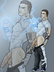 1boy ass balls cole_macgrath infamous_(series) male male_only muscular penis side_view solo tagme veiny_penis video_games