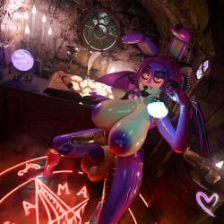 3d_(artwork) animal_genitalia animal_penis anonymousfm anthro areola balls big_breasts breasts candle canine_genitalia canine_penis crystal_ball demon digital_media_(artwork) erection fan_character futanari genitals glowing glowing_eyes hair herm hi_res holding_object holding_potion horn huge_breasts hybrid intersex knot knotted_penis lagomorph leporid lips loose_feather magic magic_wand makeup mammal mythological_creature mythology nipples nude penis potion puffy_nipples quill rabbit red_eyes scroll smile solo summoning_circle thick_lips thick_penis thick_thighs wings