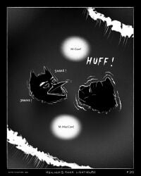 2025 absurd_res anthro avian beak bird black_background border canid canine canis comic death dialogue domestic_dog drowned duo facial_scar greyscale hi_res maccaw_(sharkinthepark) macleish_(sharkinthepark) male mammal monochrome open_mouth owl scar sea shaking sharkinthepark simple_background sound_effects speech_bubble tremble_lines trembling vacant_eyes vacant_stare water wave