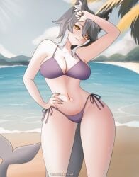 1girls 2d 2d_(artwork) animal_ears animal_tail artist_request beach beach_background big_breasts bikini bikini_bottom bikini_top bra day fanart fanart_from_twitter female female_focus female_only front_view latam_virtual_youtuber light-skinned_female light_skin looking_at_viewer ocean oneeshi outdoors palm_tree sand sexy short_hair slim_girl smiling smiling_at_viewer solo solo_female solo_focus standing summer swimsuit thong thong_bikini two_piece_swimsuit virtual_youtuber vtuber vtubers water yellow_eyes young younger_female yuun_kurosu