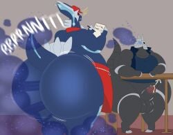 aggron ass_bigger_than_head big_ass big_butt blush_lines fart fart_cloud fart_everywhere fart_fetish farting farts fat fat_ass fat_butt fat_male god legendary_pokemon megacoolbear_(artist) overweight overweight_male palkia pokemon pokemon_(species) sniffing sniffing_farts tank_(megacoolbear) working