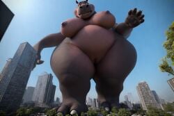 ai_generated bbw dreamworks giantess gloria_the_hippopotamus hippopotamus macro madagascar_(series) perchance_ai