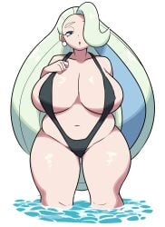 breasts gilf large_breasts melony_(pokemon) milf nintendo ocean pokemon pokemon_ss swimsuit yttriumi2f