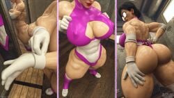 1girls 3d 3d_(artwork) ass ass_focus athletic athletic_female big_ass big_breasts big_butt breasts clothed clothing completely_nude completely_nude_female covering_breasts female female_focus female_only glasses huge_breasts leotard light-skinned_female light_skin mama_matsumoto mature mature_female milf mirror mother muscles muscular muscular_female punch_punch_forever! squarepeg3d thick_thighs wrestling_outfit
