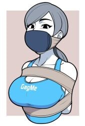 bondage breasts dark_hair female female_focus female_only gag gagged jam-orbital large_breasts ponytail tagme white_skin wii_fit_trainer