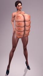 10_breasts big_breasts big_nipples breasts curvaceous curvy curvy_female high_heels huge_breasts large_breasts left_4_dead left_4_dead_(series) leggings legs long_legs multi_breast nipples tall_female topless topless_female zoey_(left_4_dead)