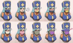 blue_hair bondage dragon_quest dragon_quest_iii female jam-orbital large_breasts priest_(dq3) red_eyes tagme