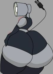 ambiguous_gender animate_inanimate anthrofied ass ass booty cord_tail femboy gray_background lamp luxo_jr. pixar simple_background solo tagme tagme_(artist)
