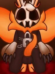1boy aged_up anthro big_penis black_body black_eyes blush_crunch_studios candykitties canon_age_up flavor_frenzy male male_only moth mothmallow_(flavor_frenzy) orange_fur orange_penis orange_wings roblox roblox_game self_upload solo solo_focus squatting tagme wings